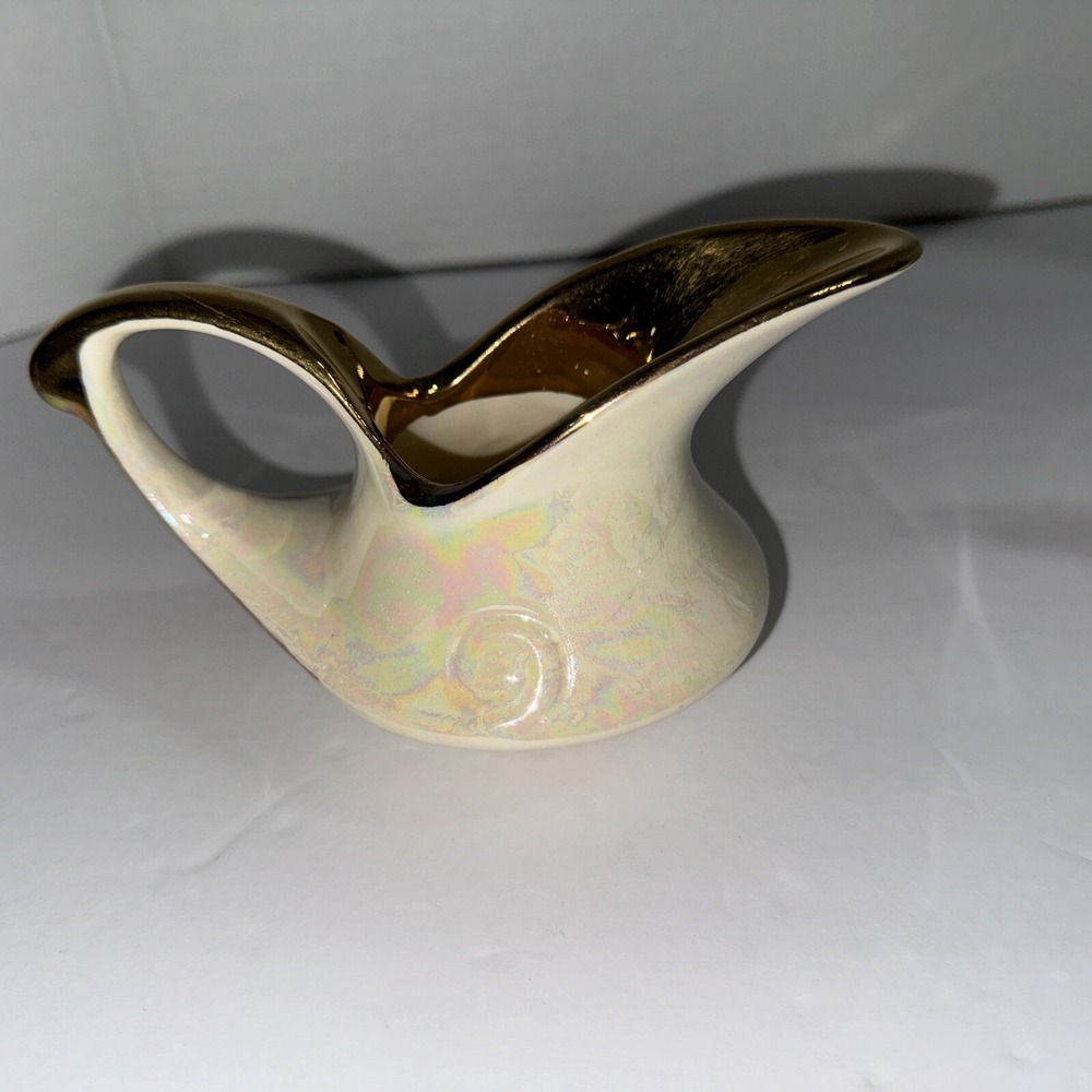 Vtg 22 Karat Gold Leaf Creamer & Open Sugar Pearl China Co 1950's Lusterware - Picture 6 of 11